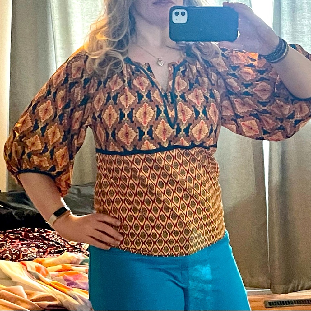 🌾 Vibrant peasant blouse 3/4 sleeve